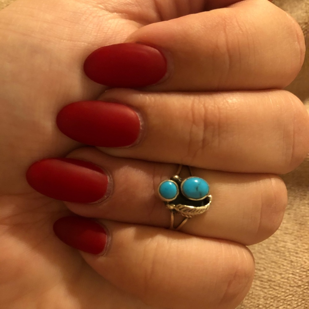 Tiny Two Stone Turquoise Ring - image 1